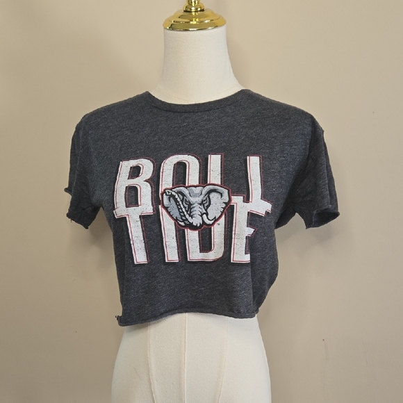 Gameday Couture x Social House Grey Cropped T-Shirt Roll Tide Raw Hem - Picture 1 of 4
